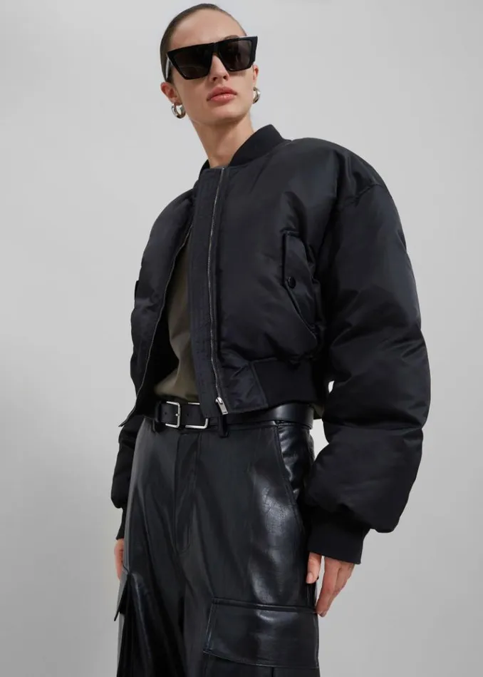 Women The Frankie Shop Houghton Cropped Bomber 8211 Black Black