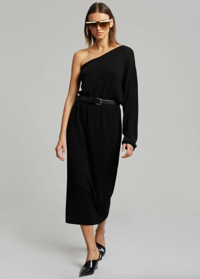 Women The Frankie Shop Lina One Shoulder Loose Knit Dress 8211 Black Black