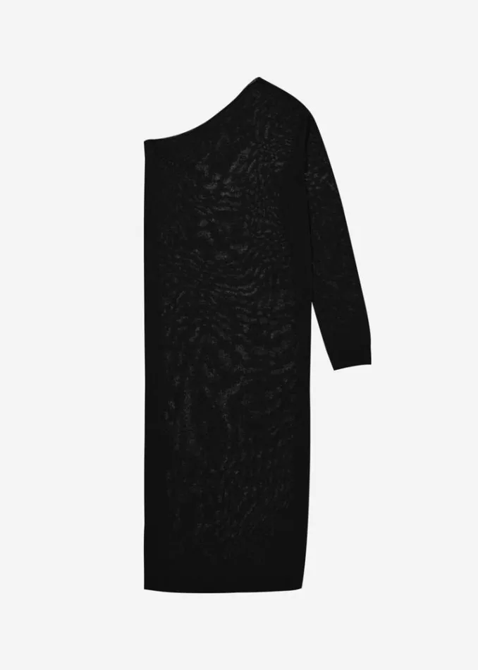 Women The Frankie Shop Lina One Shoulder Loose Knit Dress 8211 Black Black