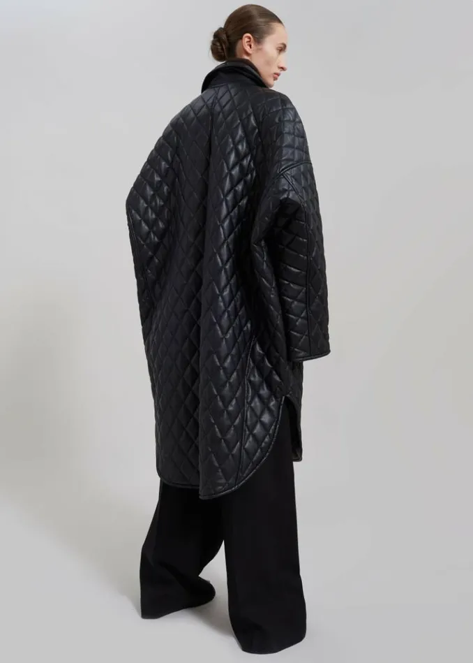 Women The Frankie Shop Montana Quilted Faux Leather Coat 8211 Black Black