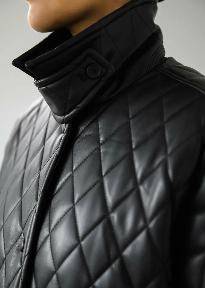 Women The Frankie Shop Montana Quilted Faux Leather Coat 8211 Black Black