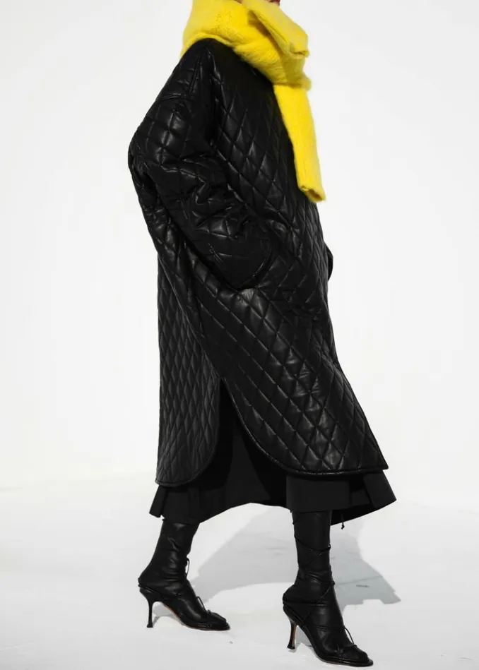 Women The Frankie Shop Montana Quilted Faux Leather Coat 8211 Black Black