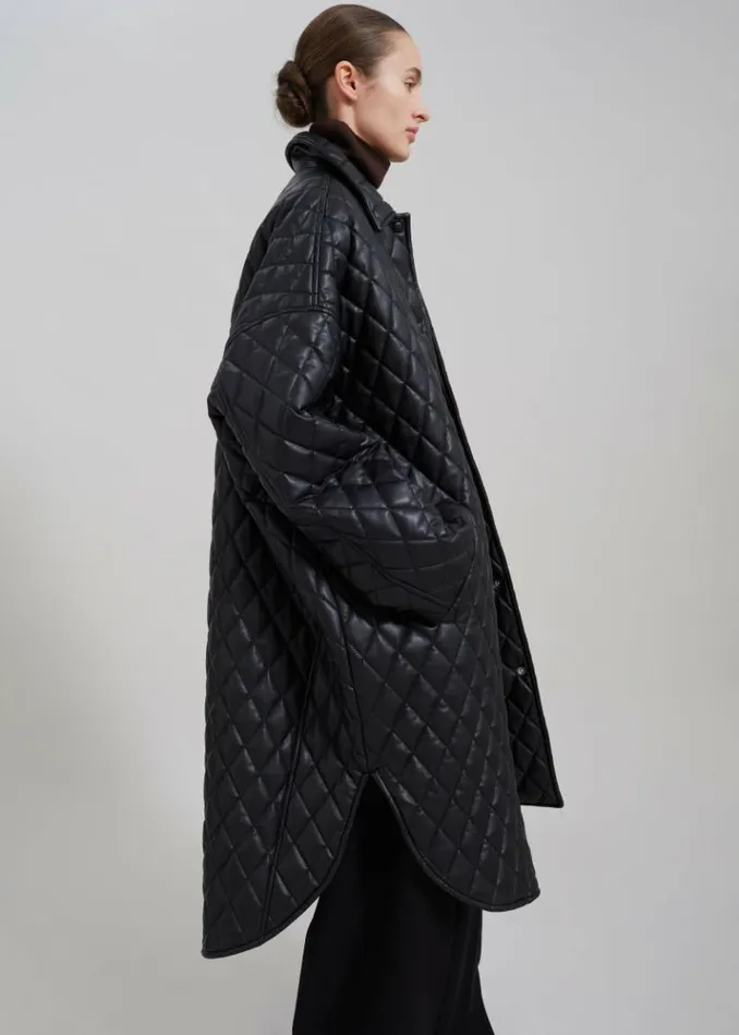Women The Frankie Shop Montana Quilted Faux Leather Coat 8211 Black Black