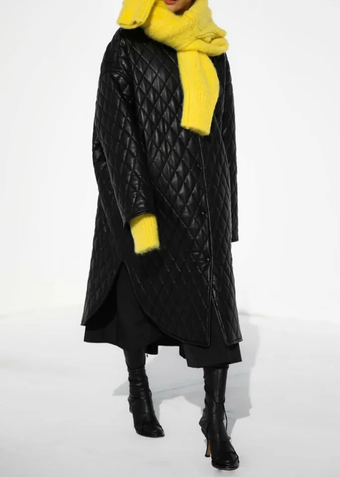 Women The Frankie Shop Montana Quilted Faux Leather Coat 8211 Black Black