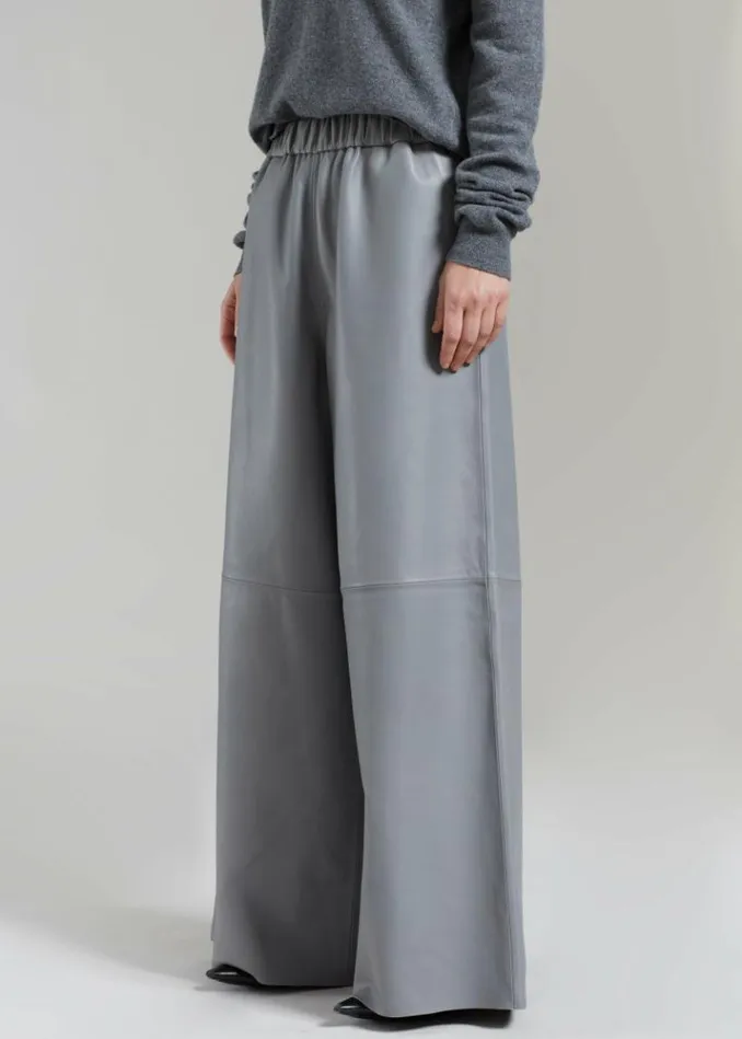 Women The Frankie Shop Sydney Wide Leather Pants 8211 Grey Grey