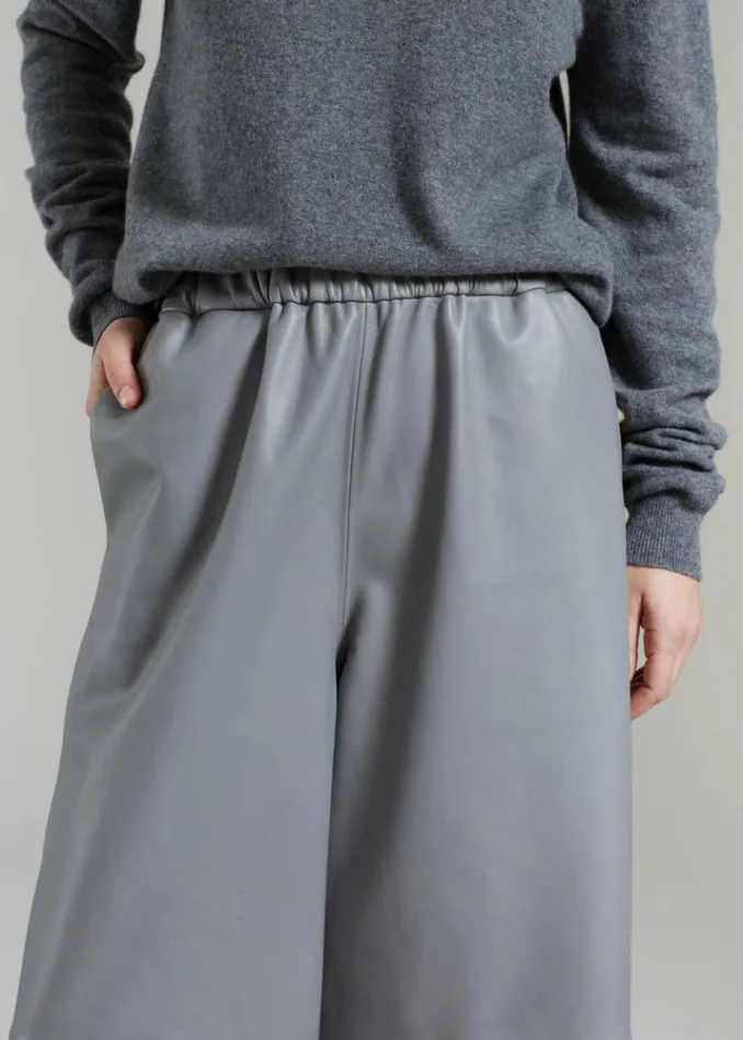 Women The Frankie Shop Sydney Wide Leather Pants 8211 Grey Grey