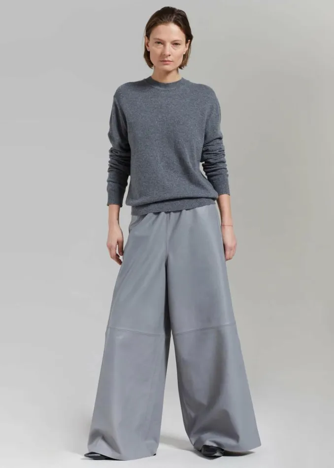 Women The Frankie Shop Sydney Wide Leather Pants 8211 Grey Grey