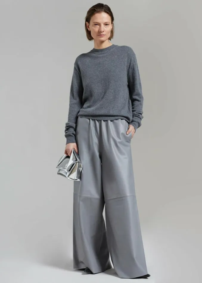 Women The Frankie Shop Sydney Wide Leather Pants 8211 Grey Grey