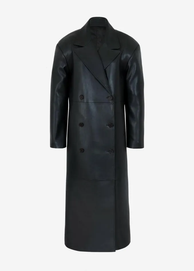 Women The Frankie Shop Tina Faux Leather Trench Coat 8211 Black Black