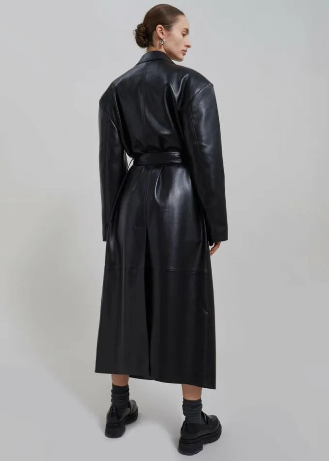 Women The Frankie Shop Tina Faux Leather Trench Coat 8211 Black Black