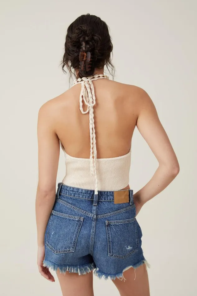 Women Tops Cotton On Crochet Halter Ecru Women Tops Cotton On Crochet Halter Ecru