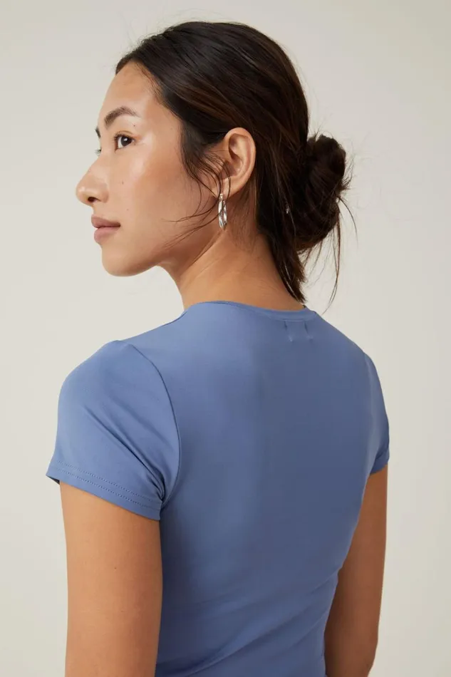 Women Tops Cotton On Luxe Crew Neck Short Sleeve Top Elemental Blue