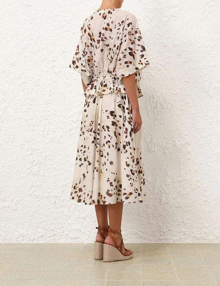 Women Tops Zimmermann Acacia Draw Waist Top Watercolour Leopard
