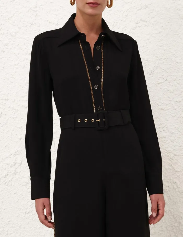Women Tops Zimmermann Chain Blouse Black
