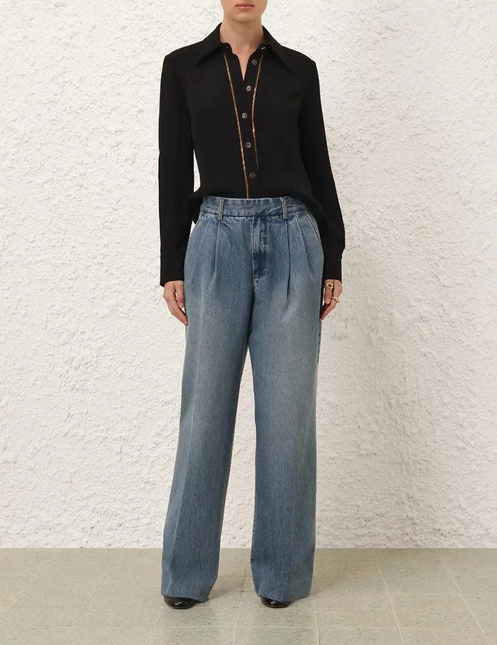 Women Tops Zimmermann Chain Blouse Black