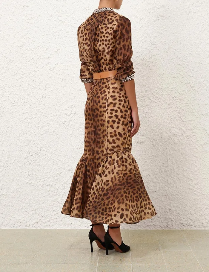 Women Tops Zimmermann Crush Embellished Body Shirt Leopard