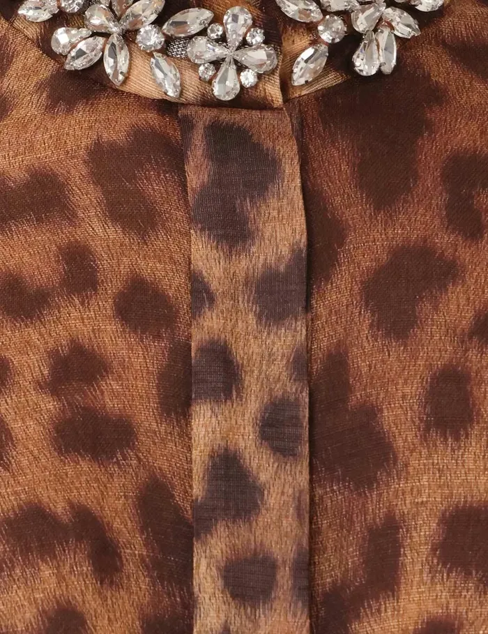 Women Tops Zimmermann Crush Embellished Body Shirt Leopard