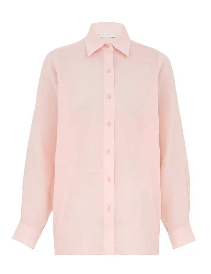 Women Tops Zimmermann Crush Oversized Shirt Pink