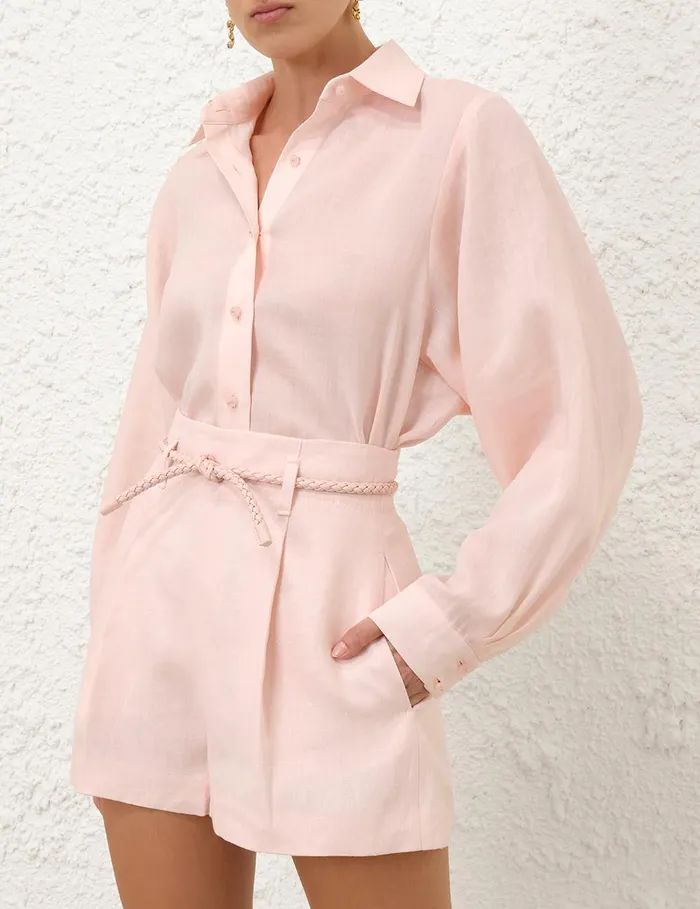 Women Tops Zimmermann Crush Oversized Shirt Pink