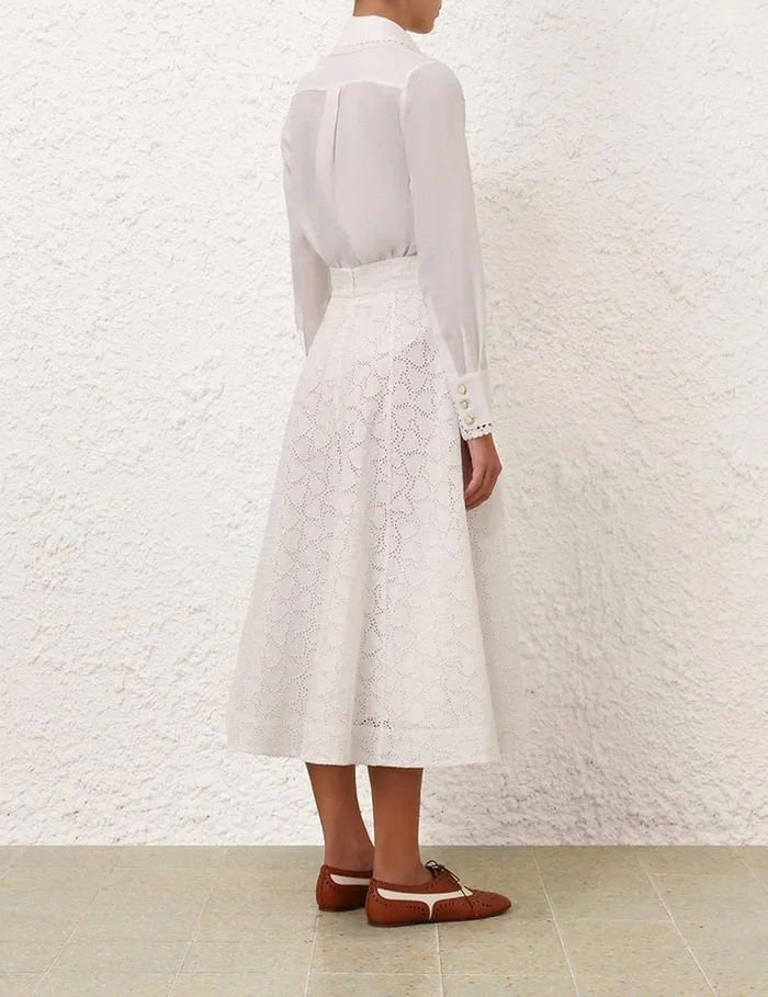 Women Tops Zimmermann Crush Ramie Embroidered Shirt Ivory