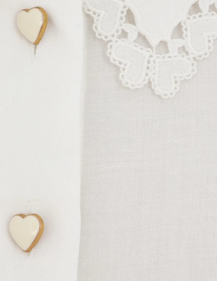 Women Tops Zimmermann Crush Ramie Embroidered Shirt Ivory