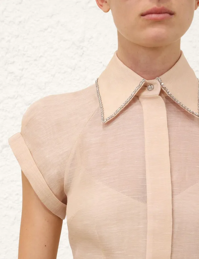 Women Tops Zimmermann Eden Fitted Blouse Cream