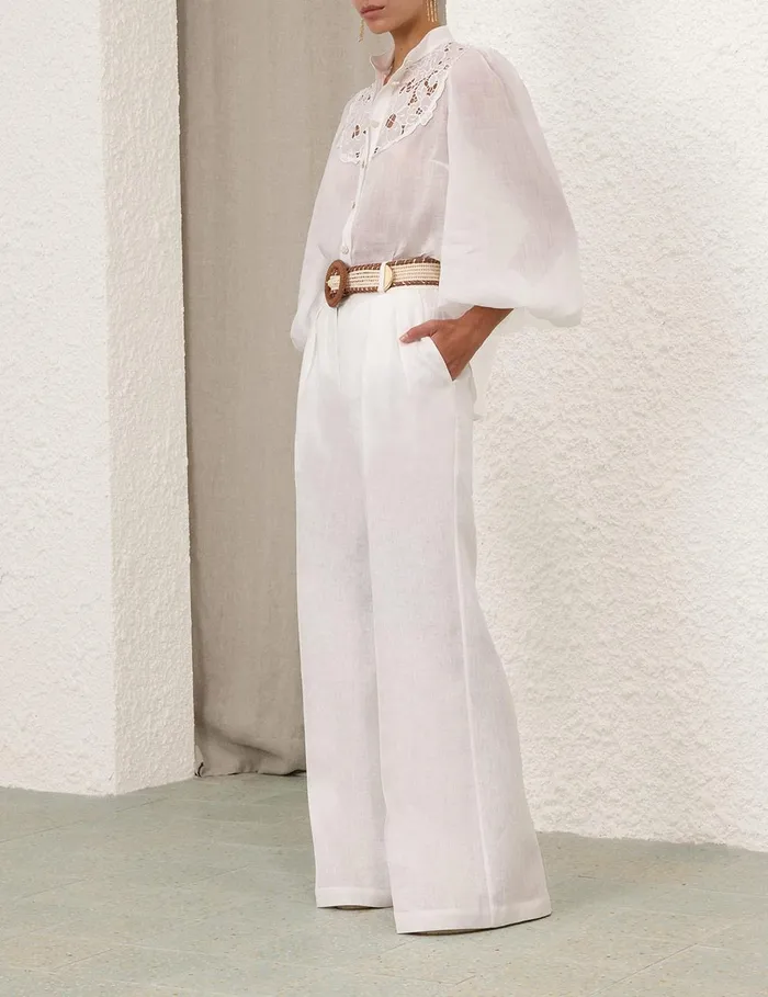 Women Tops Zimmermann Golden Embroidered Yoke Blouse Ivoryivory