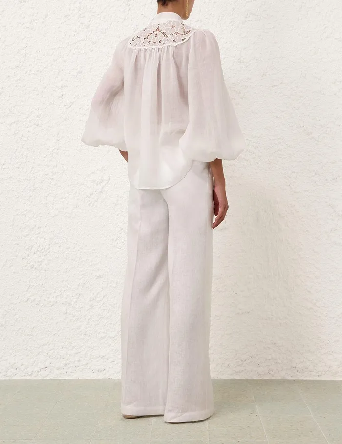 Women Tops Zimmermann Golden Embroidered Yoke Blouse Ivoryivory