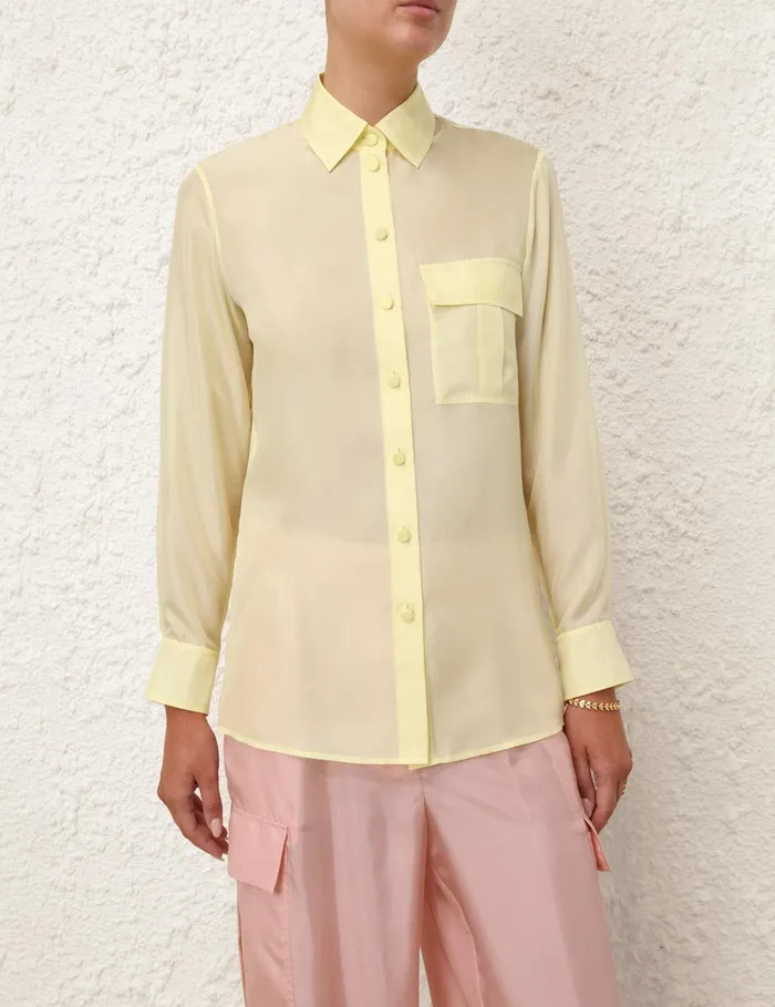 Women Tops Zimmermann Halliday Manstyle Shirt Lemon