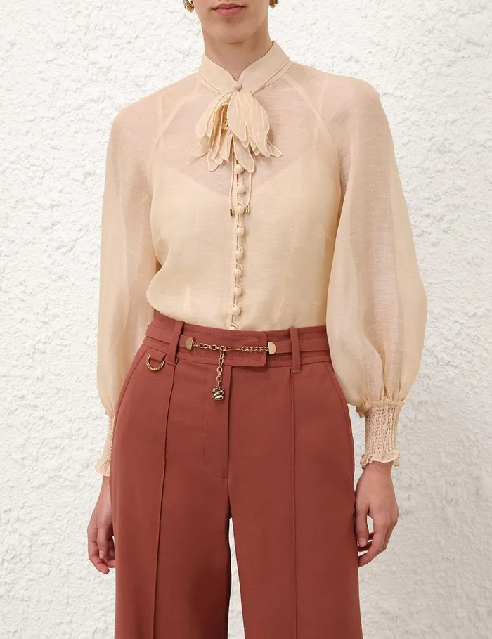 Women Tops Zimmermann Illustration Buttoned Blouse Cream