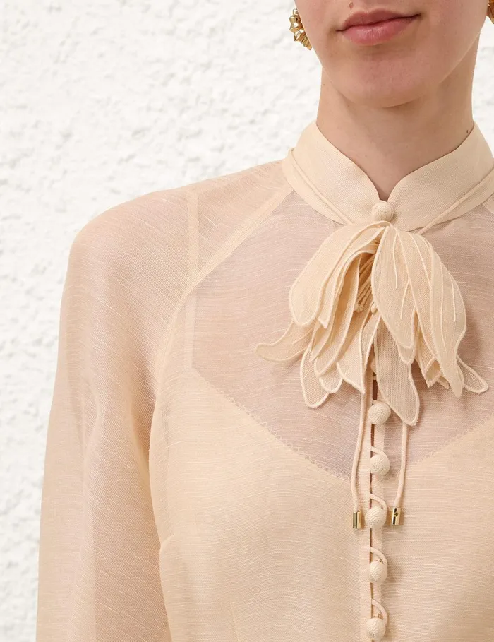 Women Tops Zimmermann Illustration Buttoned Blouse Cream
