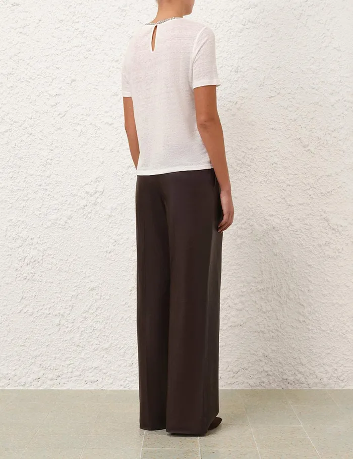 Women Tops Zimmermann Illustration Embellished Tee Ivory