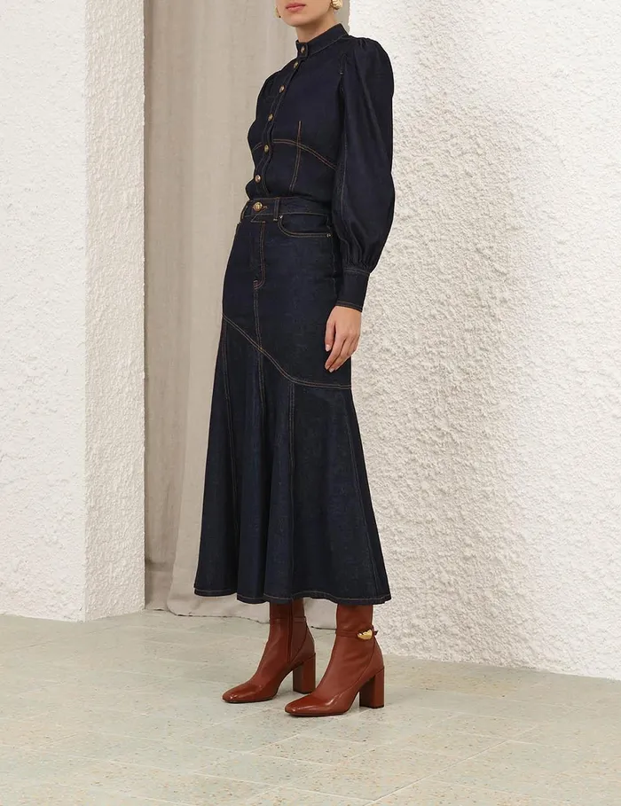 Women Tops Zimmermann Illustration Fitted Blouse Night Sky
