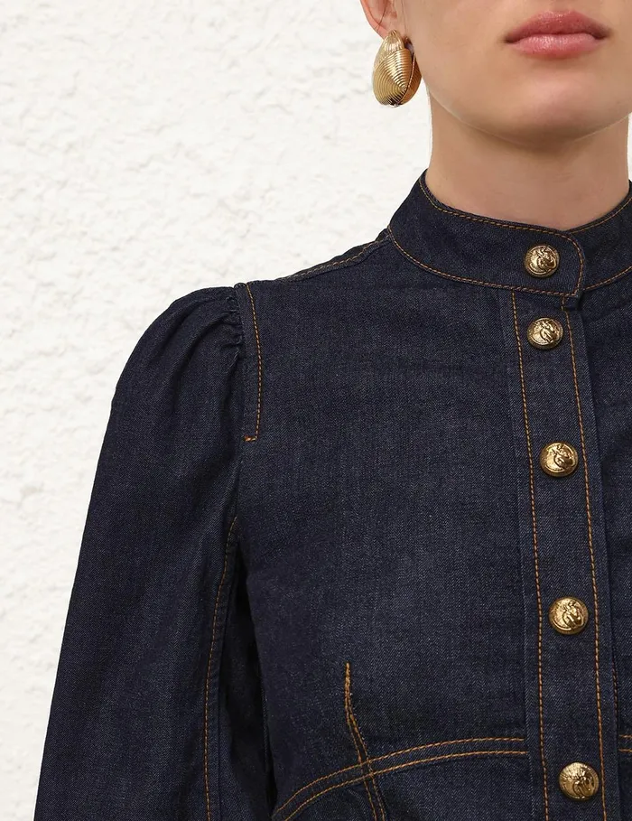 Women Tops Zimmermann Illustration Fitted Blouse Night Sky