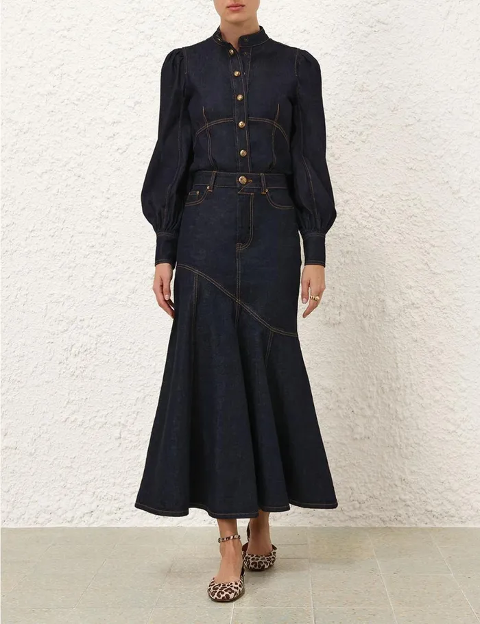 Women Tops Zimmermann Illustration Fitted Blouse Night Sky