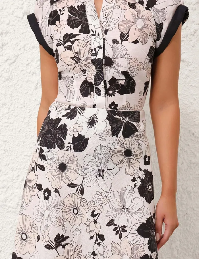 Women Tops Zimmermann Pop Short Sleeve Shirt Ivoryblack Floral