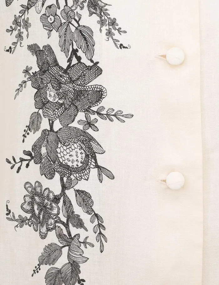 Women Tops Zimmermann Short Sleeve Shirt Cream Floral