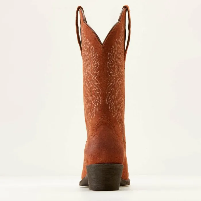 Women Western Boots Ariat Heritage R Toe StretchFit Western Boot Amber Suede Women Western Boots Ariat Heritage R Toe StretchFit Western Boot Amber Suede