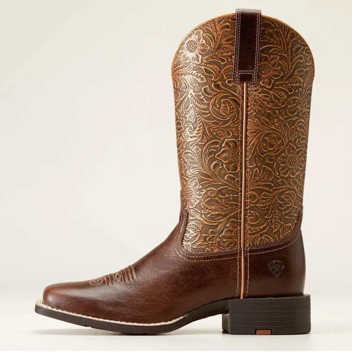 Women Western Boots Ariat Round Up Wide Square Toe Western Boot Arizona Brown