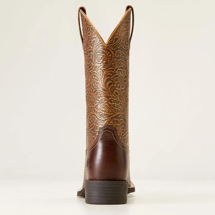 Women Western Boots Ariat Round Up Wide Square Toe Western Boot Arizona Brown