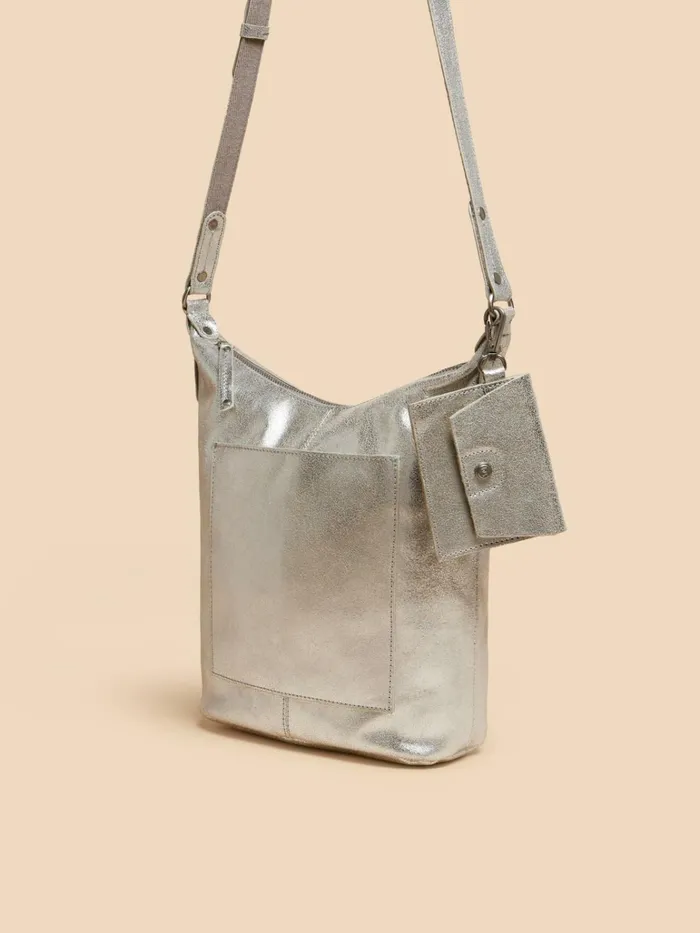 Women White Stuff Bags And Purses Fern Soft Leather Crossbody Silver Tone Metallic Women White Stuff Bags And Purses Fern Soft Leather Crossbody Silver Tone Metallic