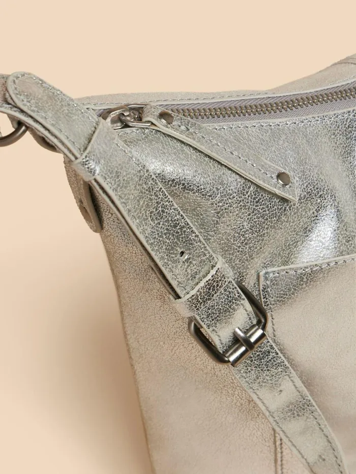 Women White Stuff Bags And Purses Fern Soft Leather Crossbody Silver Tone Metallic Women White Stuff Bags And Purses Fern Soft Leather Crossbody Silver Tone Metallic