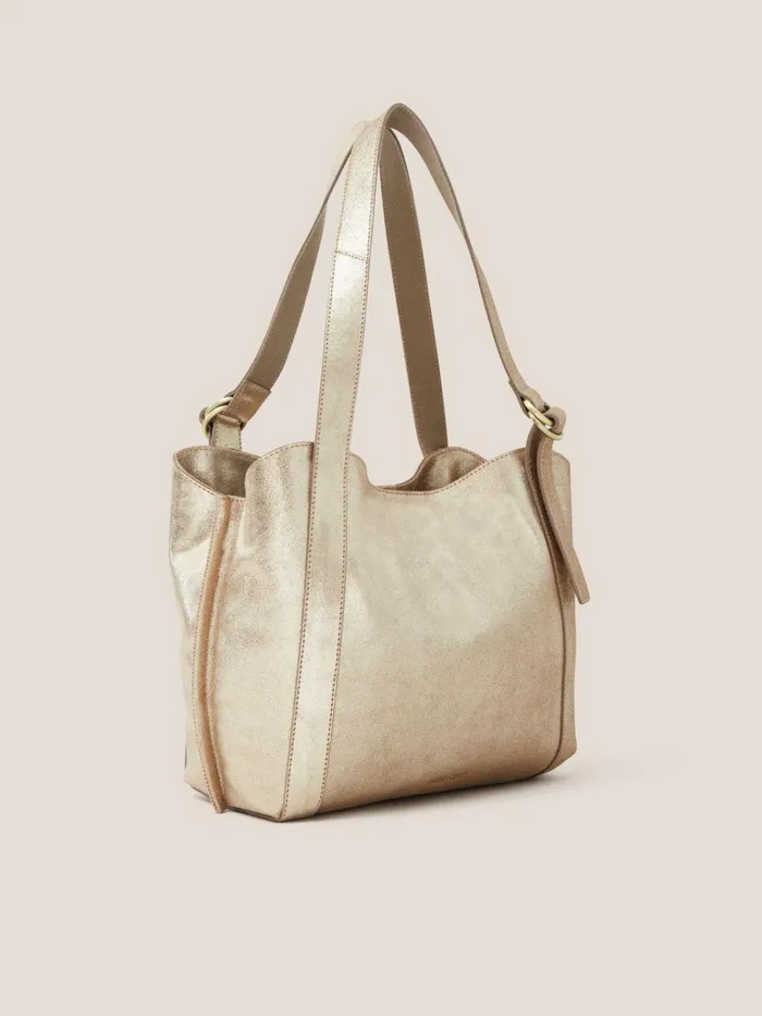 Women White Stuff Bags And Purses Hannah Tote Gold Tone Metallic Women White Stuff Bags And Purses Hannah Tote Gold Tone Metallic
