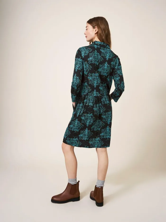 Women White Stuff Dresses Everly Jersey Cotton Shirt Dress Black Print Women White Stuff Dresses Everly Jersey Cotton Shirt Dress Black Print