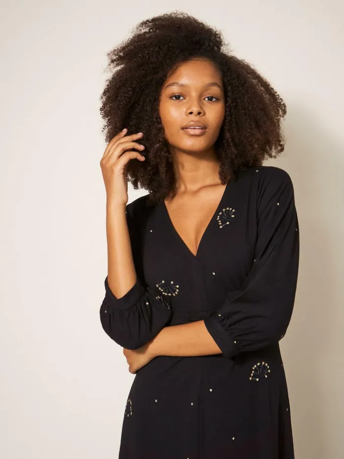 Women White Stuff Dresses Megan Embroidered Jersey Dress Black Multi Women White Stuff Dresses Megan Embroidered Jersey Dress Black Multi