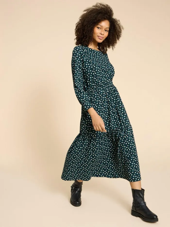 Women White Stuff Dresses Olive Jersey Dress Black Print