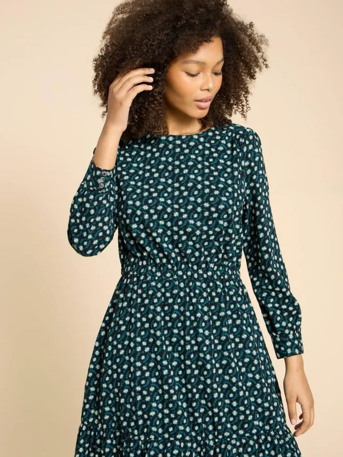 Women White Stuff Dresses Olive Jersey Dress Black Print Women White Stuff Dresses Olive Jersey Dress Black Print
