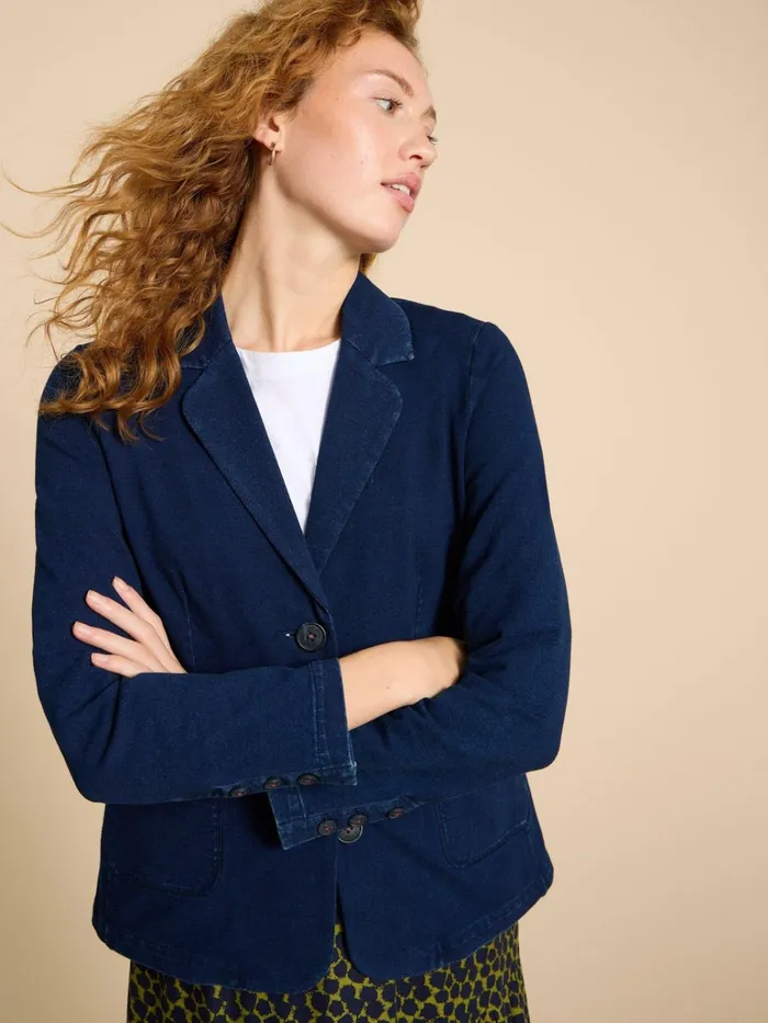 Women White Stuff Jackets And Blazers Olivia Cotton Jersey Blazer Dk Denim Women White Stuff Jackets And Blazers Olivia Cotton Jersey Blazer Dk Denim