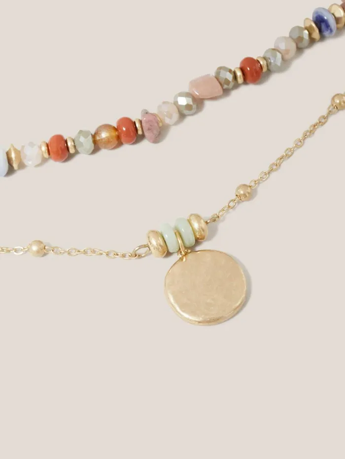 Women White Stuff Jewellery Stone Bead Multi Row Necklace Brown Multi Women White Stuff Jewellery Stone Bead Multi Row Necklace Brown Multi