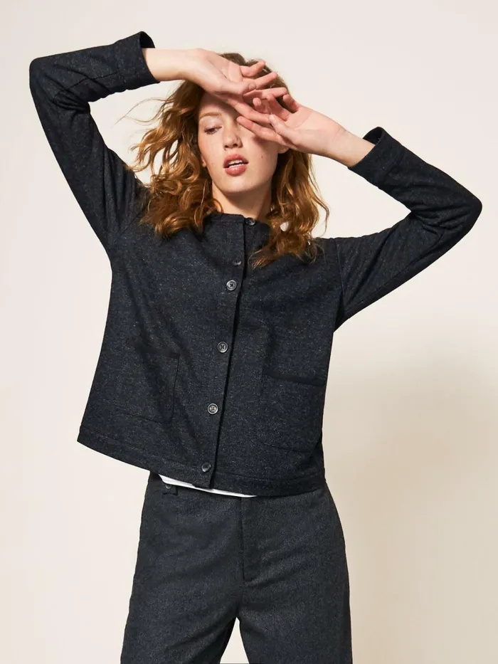 Women White Stuff Partywear Adele Jersey Jacket Grey Multi